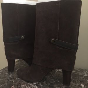 Mid-calf Dark Brown Suede Boots